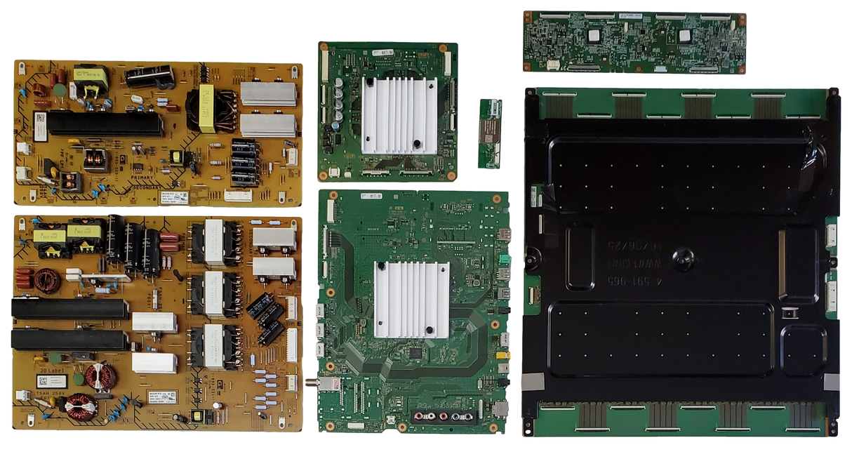 XBR-75Z9D Sony TV Repair Parts Kit, A-2094-445-A Main Board, 1-474-580-11 Power Supply, 1-474-579-12 Power Supply, 3KRDK1S30 T-Con, A-2094-412-A DPA Board, A-2122-844-A LED Driver, 1-458-912-11 Wifi, XBR-75Z9D