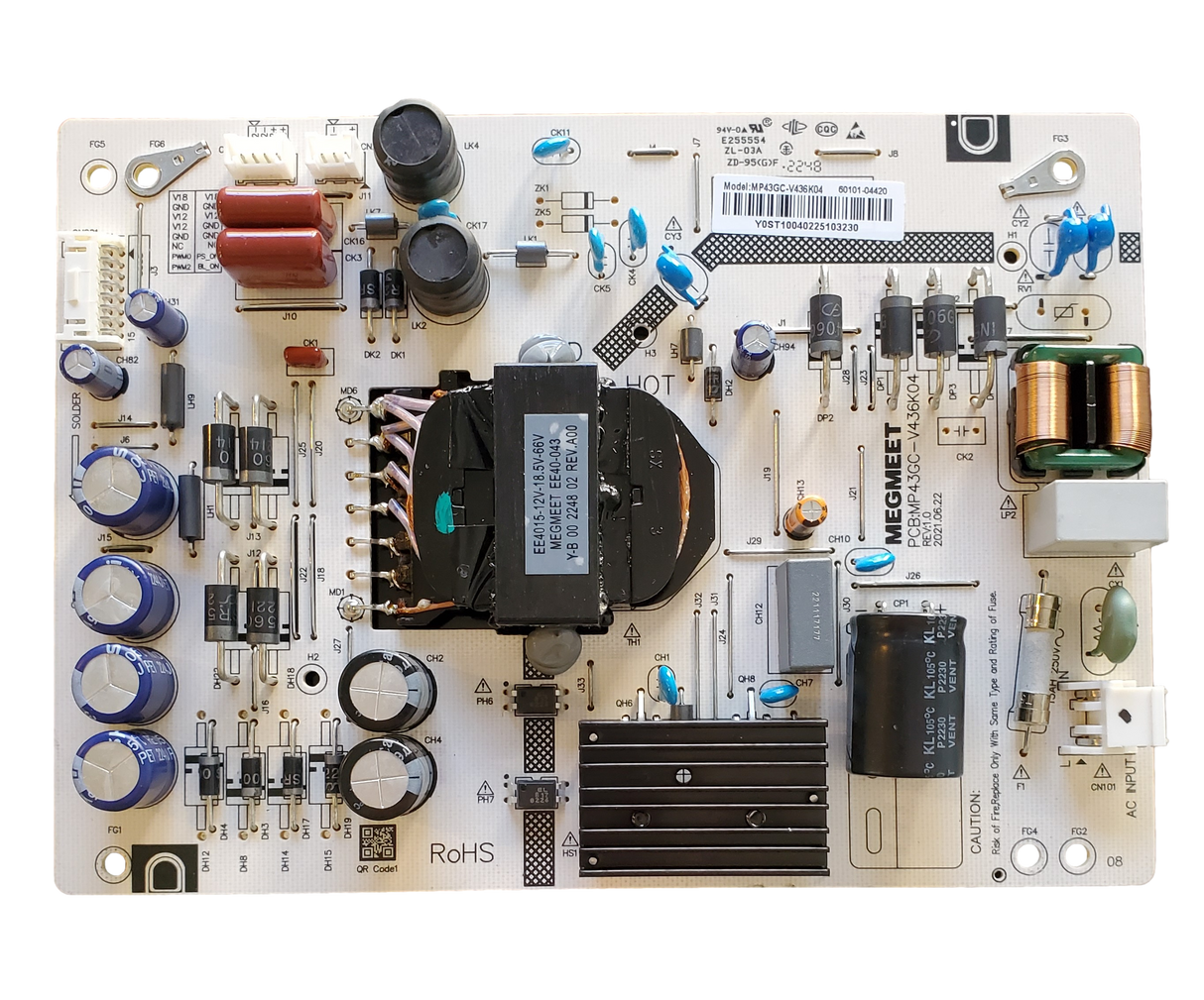 MP43GC-V436K04 VIZIO Power Supply Board, MNP43GC-V436K04 , E255554, V435M-K04