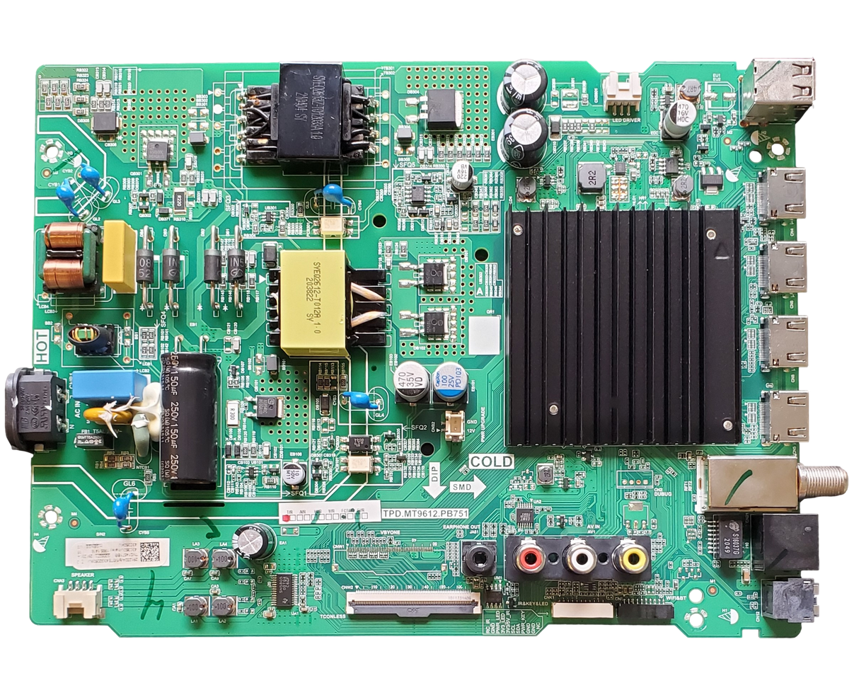 291232 Toshiba Main Board/Power Supply, 291232, 291231, TPD.MT9612.PB751, 43C350U