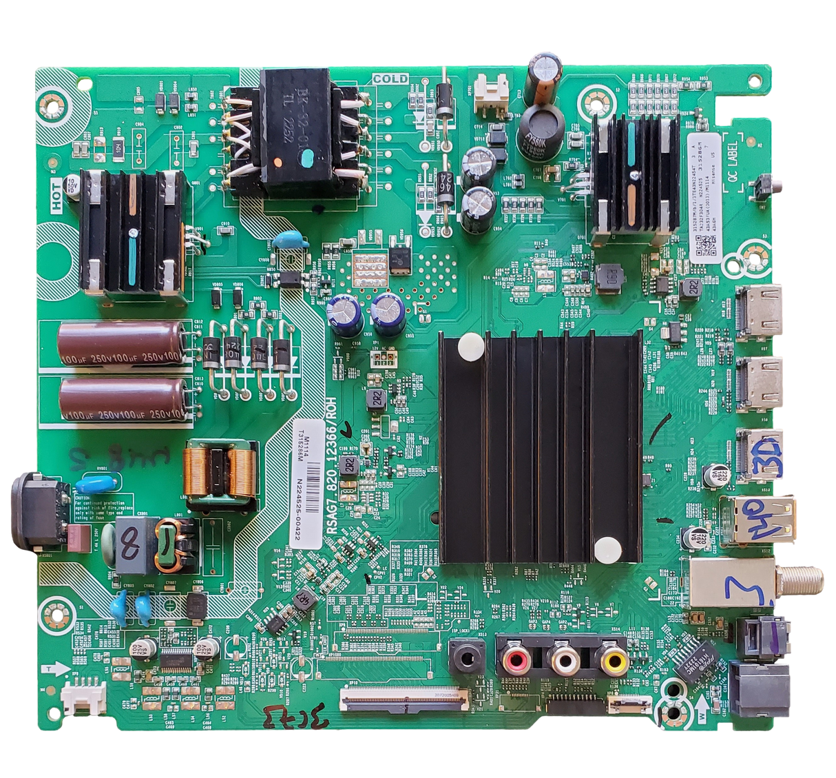 333481 Hisense Main / Power Supply Board, 315287,315286,43A53FUA(0011), RSAG7.820.12366/ROH , 43A6H, 43A65H