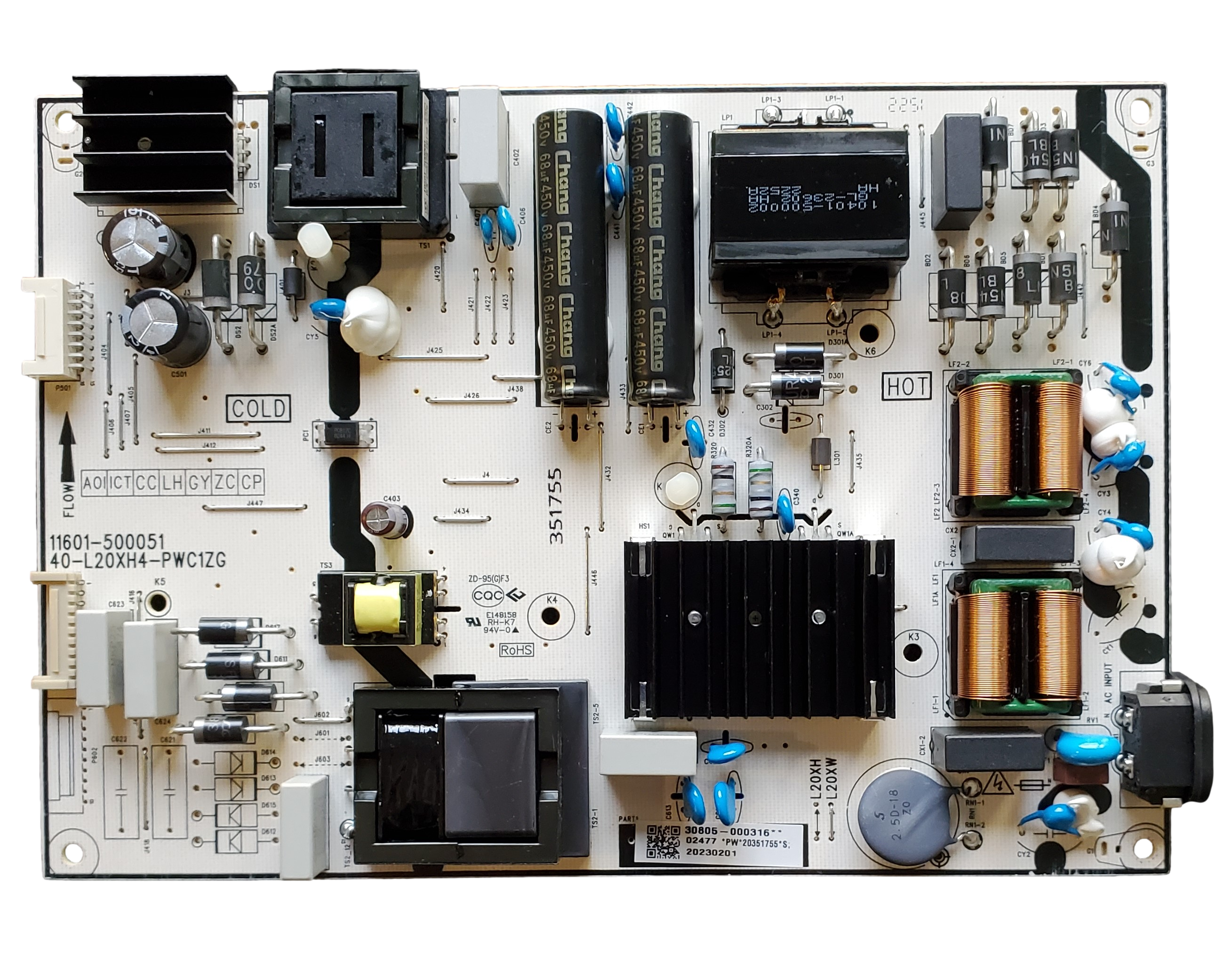 30805-000316 TCL Power Supply, 40-L20XH4-PWC1ZG, 11601-500051