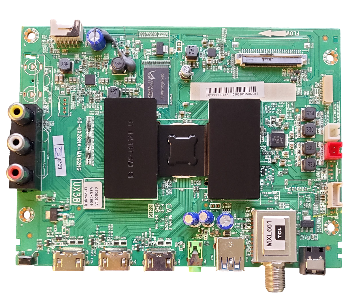 50FS3850TEAA-MAIN, TCL Main Board, 40-UX38NA-MAG2HG, GT0000013A, V8-UX38001-LF1V023(D1), 50FS3850TEAA