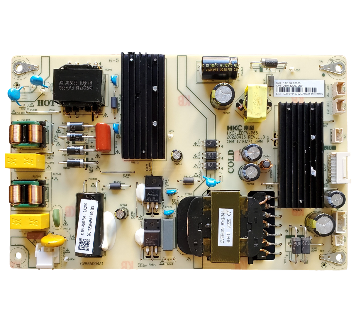 230225 Westinghouse Power Supply Board, 260132007060, HKC-LEDTV-P65, WR65UT4212