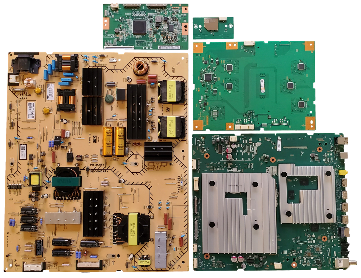 XR-75X90L Sony TV Repair Parts Kit, A-5056-903-A Main Board, 1-017-135-11 Power Supply, 1-017-158-11 T-Con, A-5052-301-A LED Driver, 1-005-419-14 Wifi, XR-75X90L, XR-75X90CL