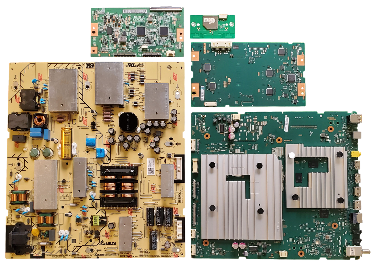 XR-65X90L Sony TV Repair Parts Kit, A-5056-903-A Main Board, 1-017-061-21 Power Supply, 1-017-156-11 T-Con, A-5052-294-A LED Driver, 1-005-419-33 Wifi, XR65X90L, XR-65X90L