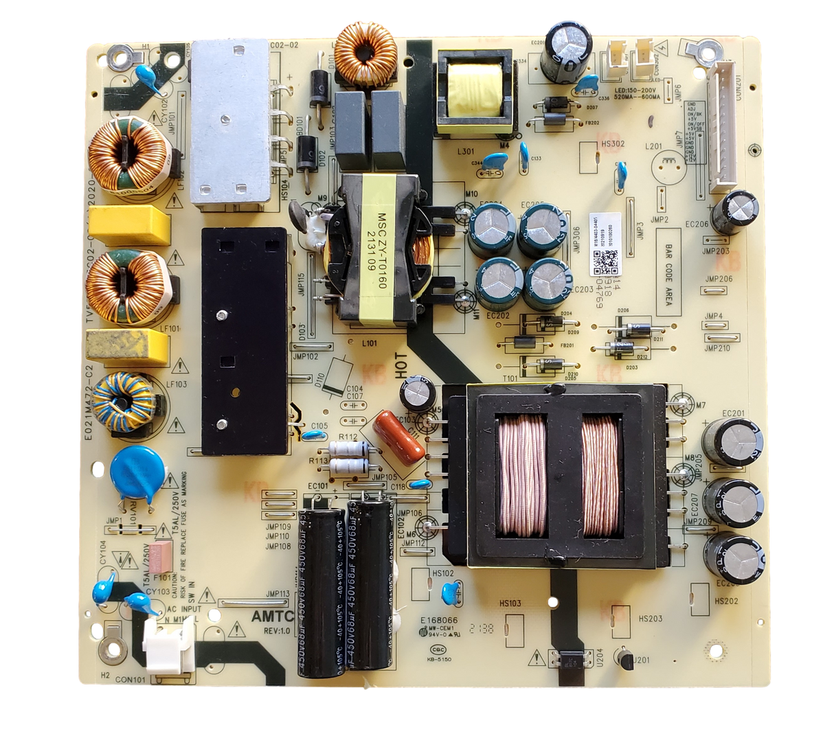514C5507M16, Onn Power Supply Board, TV5507-ZC02-02 M16, 100069454