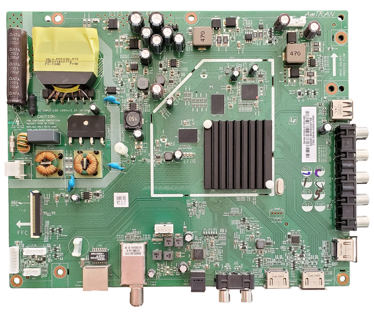 3648-0292-0395 Vizio Main Board, 0171-2271-6664, 3648-0292-0150(4B), D48F-E0