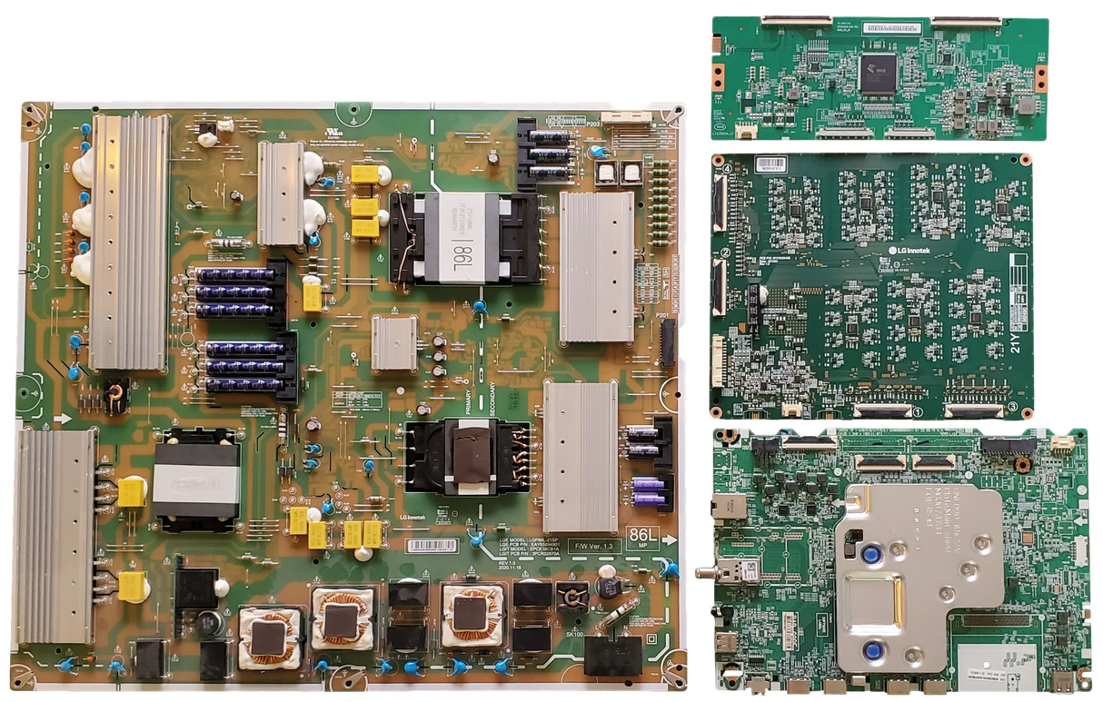 86QNED80URA LG TV Repair Parts Kit, EBT67582301 Main Board, EAY65874901 Power Supply, 44-9772044 T-Con, EBR32281501 LED Driver, 86QNED80URA