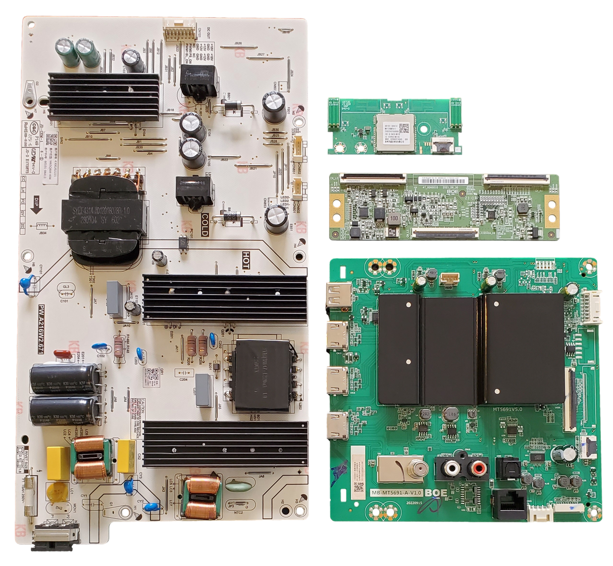 M65Q6M-K04 Vizio TV Repair Parts Kit, 21201-03685 Main Board, 60101-04413 Power Supply, 44-9890022O T-Con, 60101-04414 Wifi, M65Q6M-K04