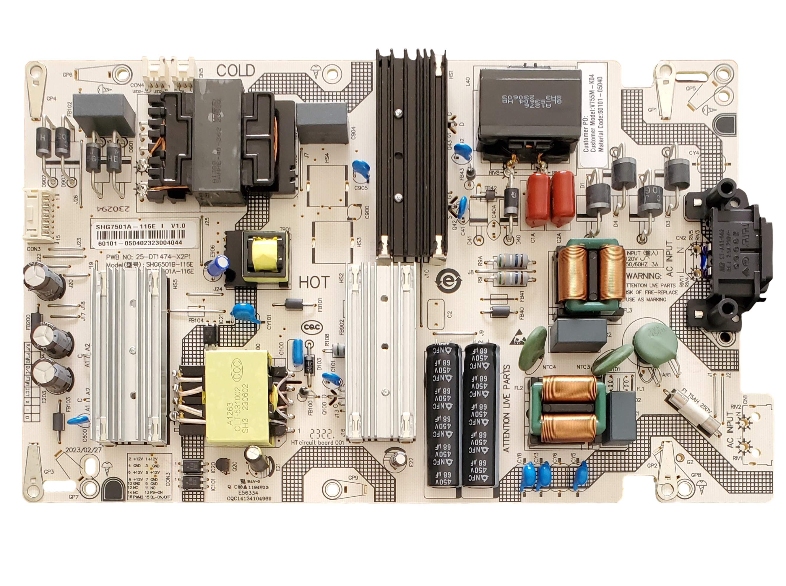 60101-05040 Vizio Power Supply, SHG7501A-116E, 60101-05040, V755M
