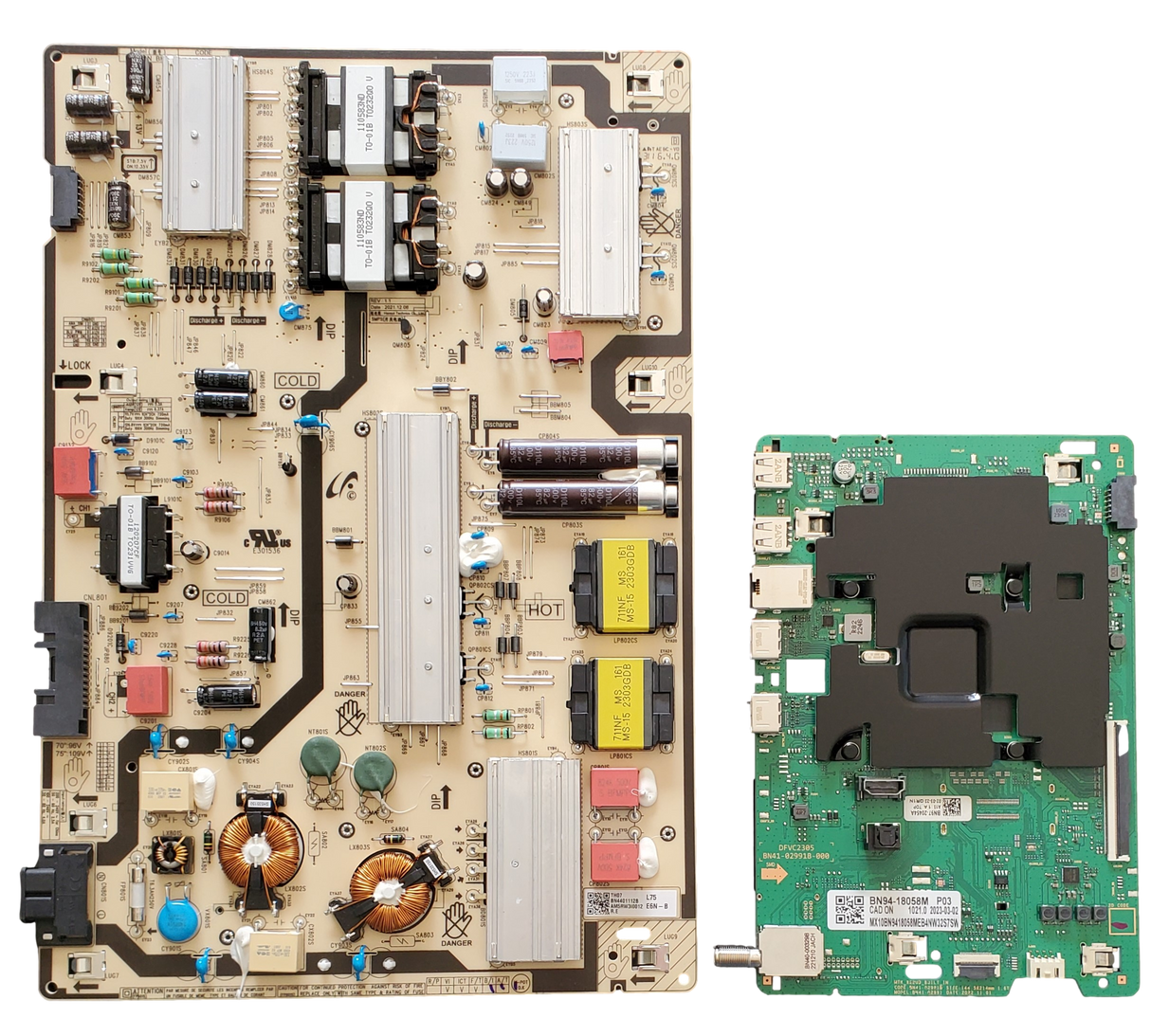 UN75CU8000FXZA Samsung TV Repair Parts Kit, BN94-18058M Main Board, BN44-01112B Power Supply, UN75CU8000FXZA