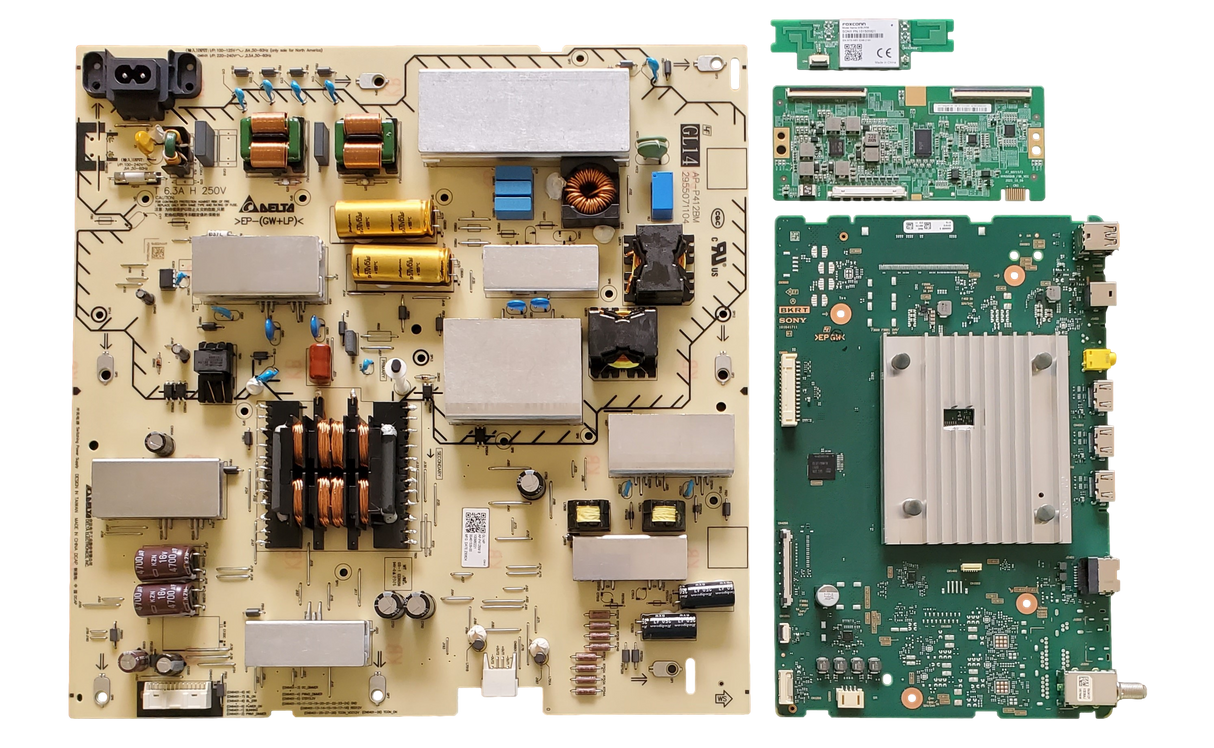 KD-75X77L Sony TV Repair Parts Kit, A-5059-085-B Main Board, 1-009-802-21 Power Supply, 1-014-056-11 T-Con, 1-015-059-21 Wifi, KD-75X77L