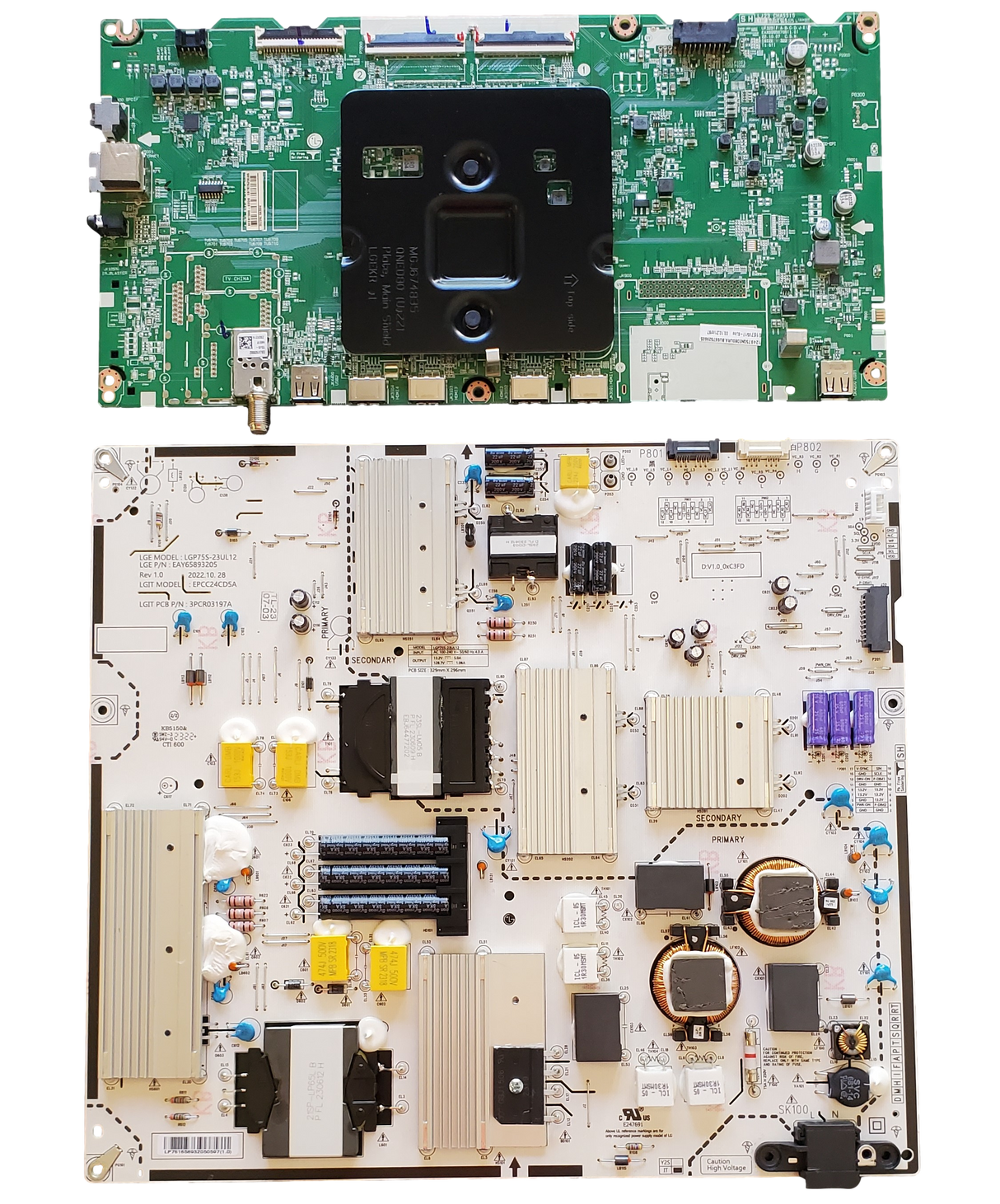 75QNED80URA LG TV Repair Kit, EBT67529605 Main Board, EAY65893205 Power Supply, 75QNED80URA