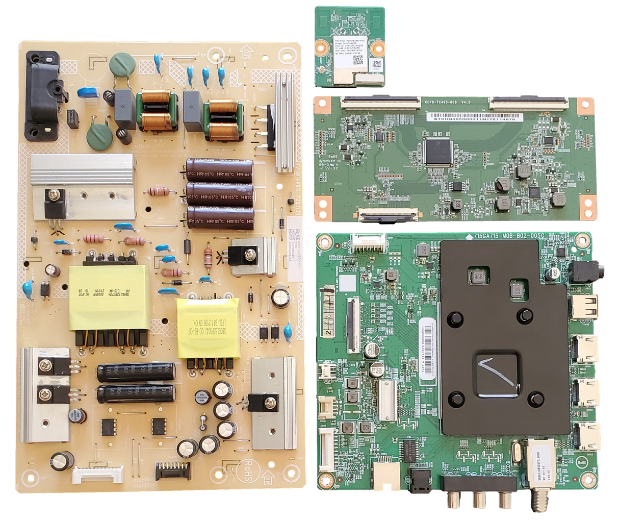NS-50F301NA24 Insignia TV Repair Kit, 756TXMCB02K040 Main Board, PLTVJY301XXGF Power Supply, STCON495G T-CON, 317GWFBT667WNC Wi-Fi Board, NS-50F301NA24