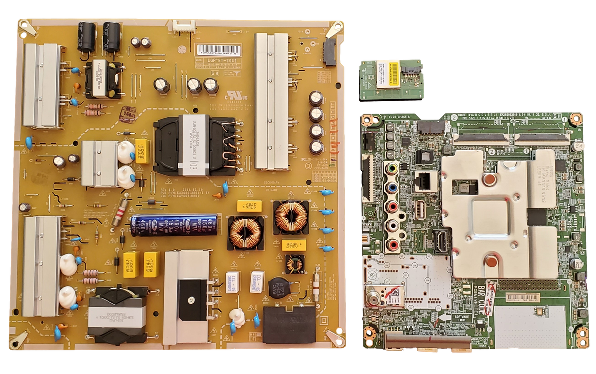 75UN7070PUC LG TV Repair Kit, EBT66488002 Main Board, EAY65769201 Power Supply, EAT64113202 Wi-Fi Board, 75UN7070PUC