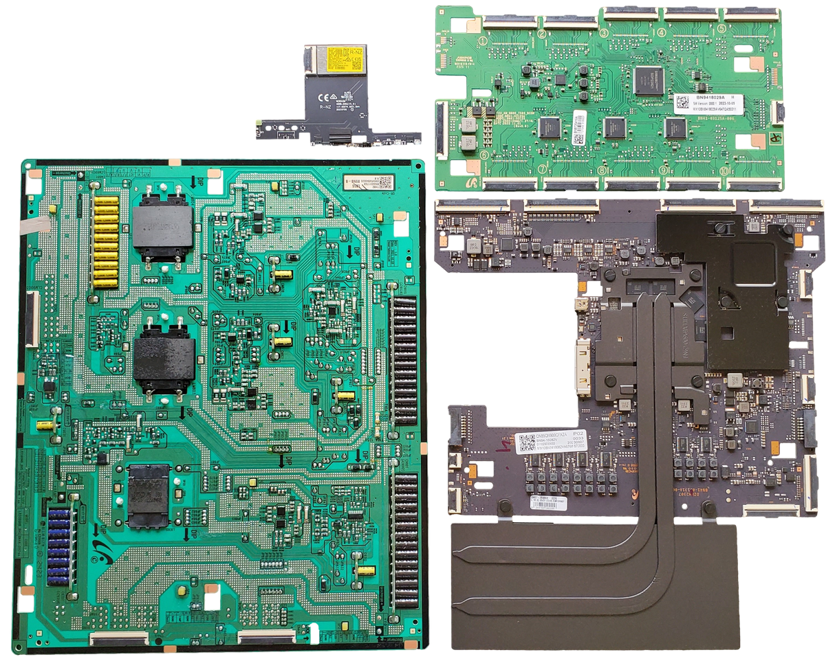 QN85QN900CFXZA Samsung TV Repair Parts Kit, BN94-18082V Main Board, BN44-01174A Power Supply, BN94-18029A LED Driver, BN59-01394A Wi-Fi Board, QN85QN900CFXZA