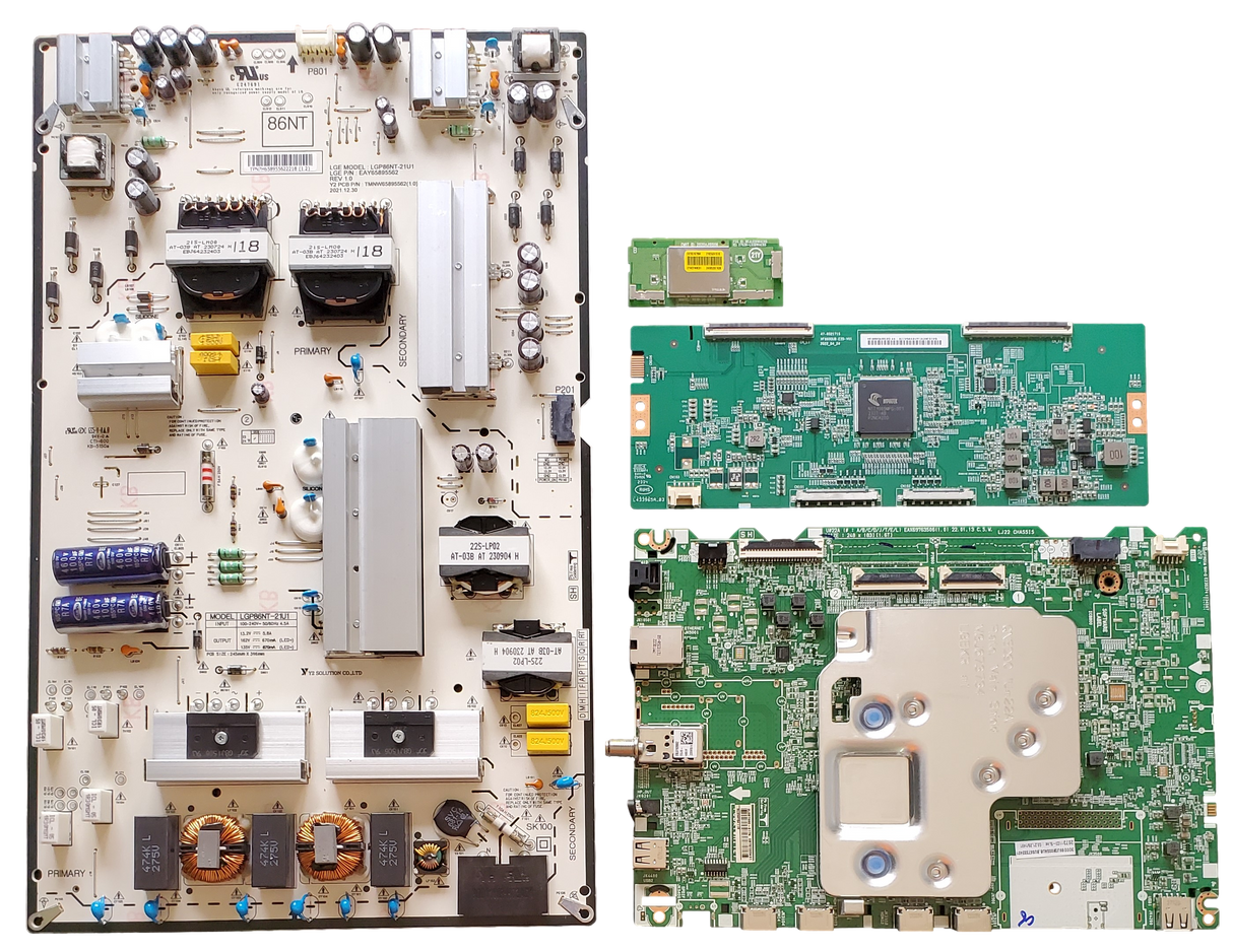 86UQ8000AUB LG TV Repair Kit, EBT67333401 Main Board, EAY65895562 Power Supply, 44-9772044 T-Con, EAT65167004 Wi-Fi Board, 86UQ8000AUB