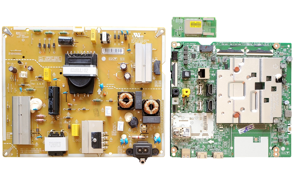 65UN9000AUJ LG TV Repair Kit, EBT66708401 Main Board, EAY65769223 Power Supply, EAT64454803 Wi-Fi Board, 65UN9000AUJ