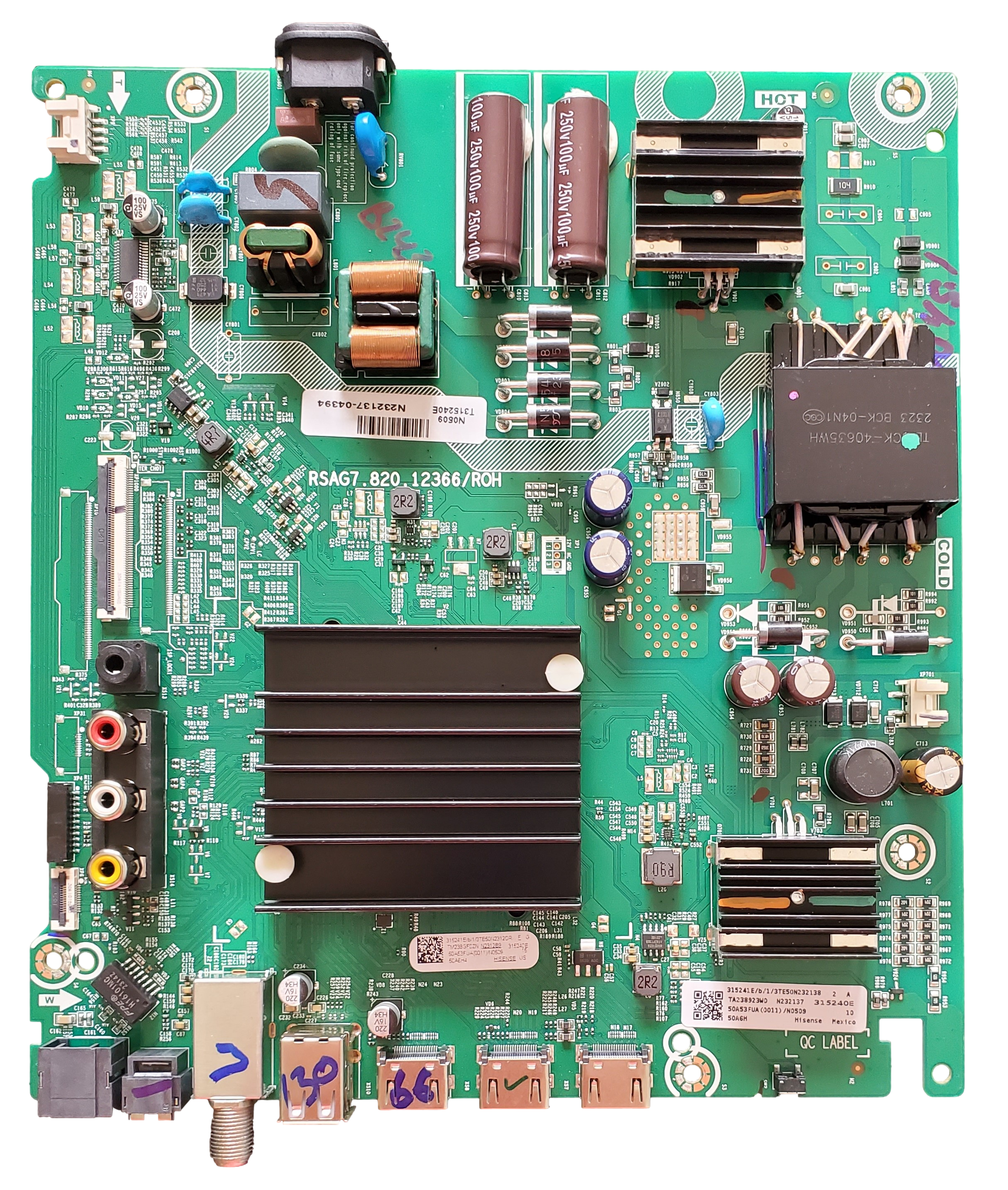 sino ページ 315241 Hisense Main / Power Supply Board, 315241, 315240, RSAG7