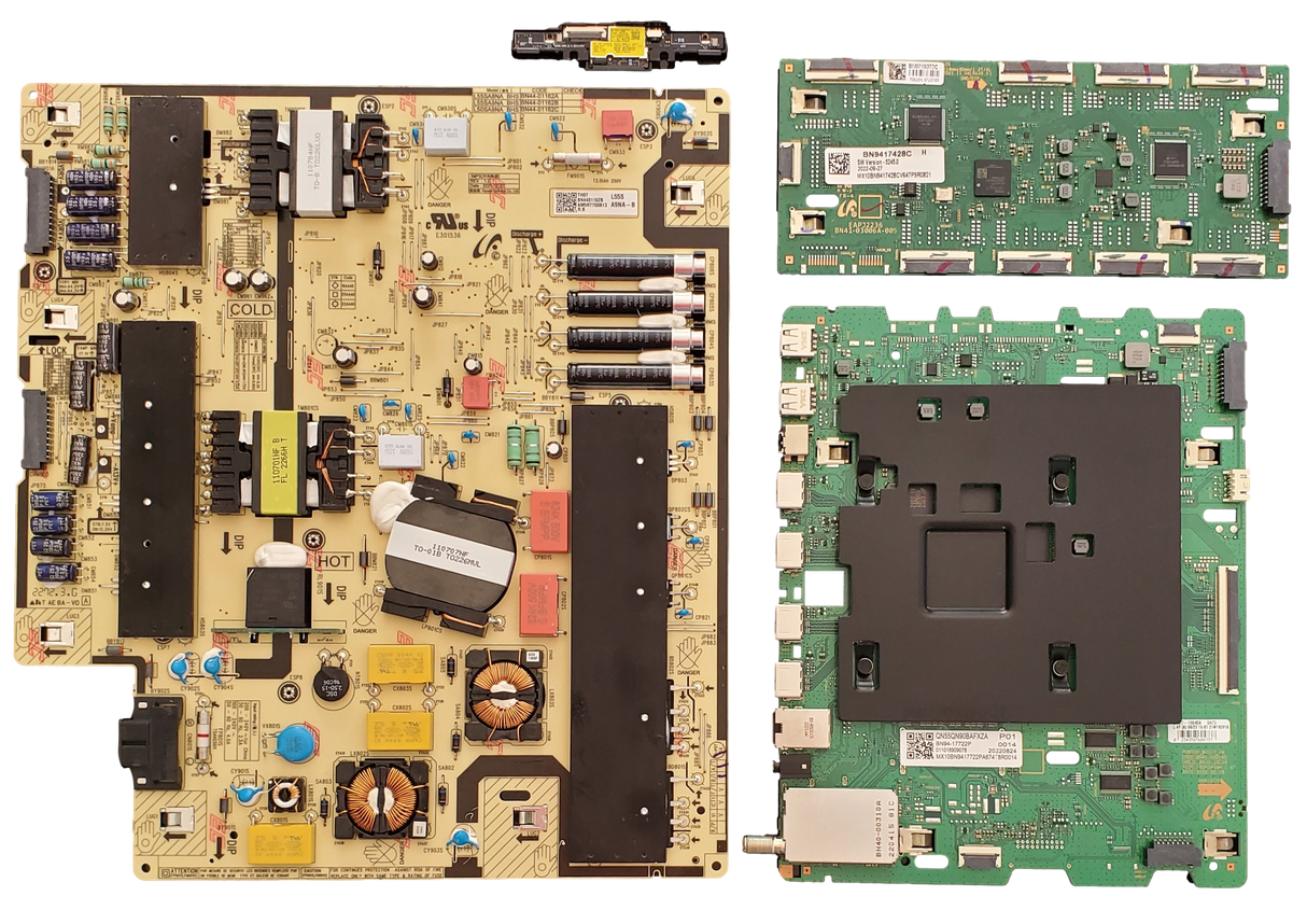 QN55QN90BAFXZA Samsung TV Repair Kit, BN94-17722P Main Board, BN44-01162B Power Supply, BN94-17428C T-Con, BN59-01397A Wi-Fi Board, QN55QN90BAFXZA