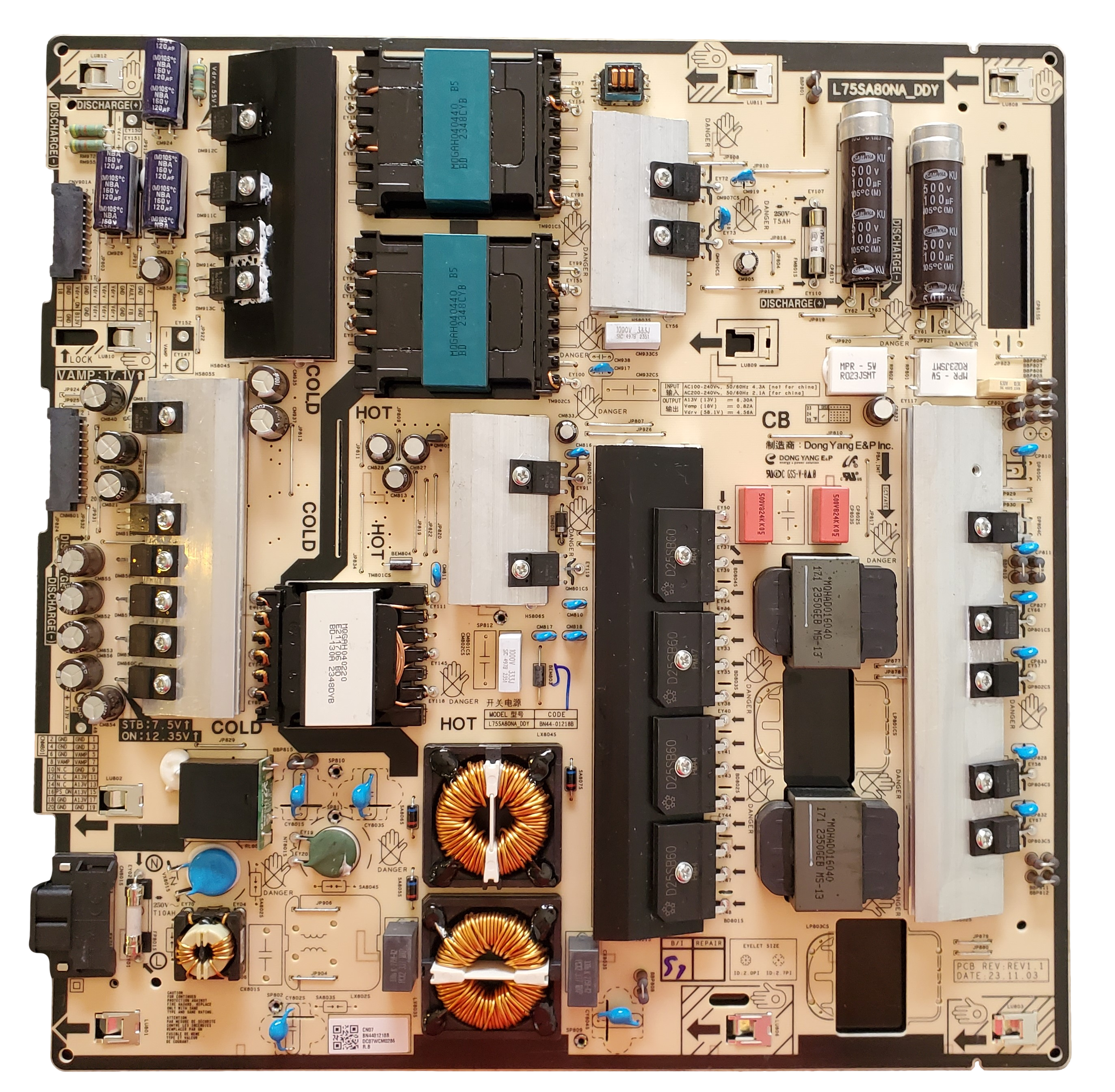 BN44-01218B Samsung Power Supply, L75SA80NA_DDY, QN75QN85DBFXZA