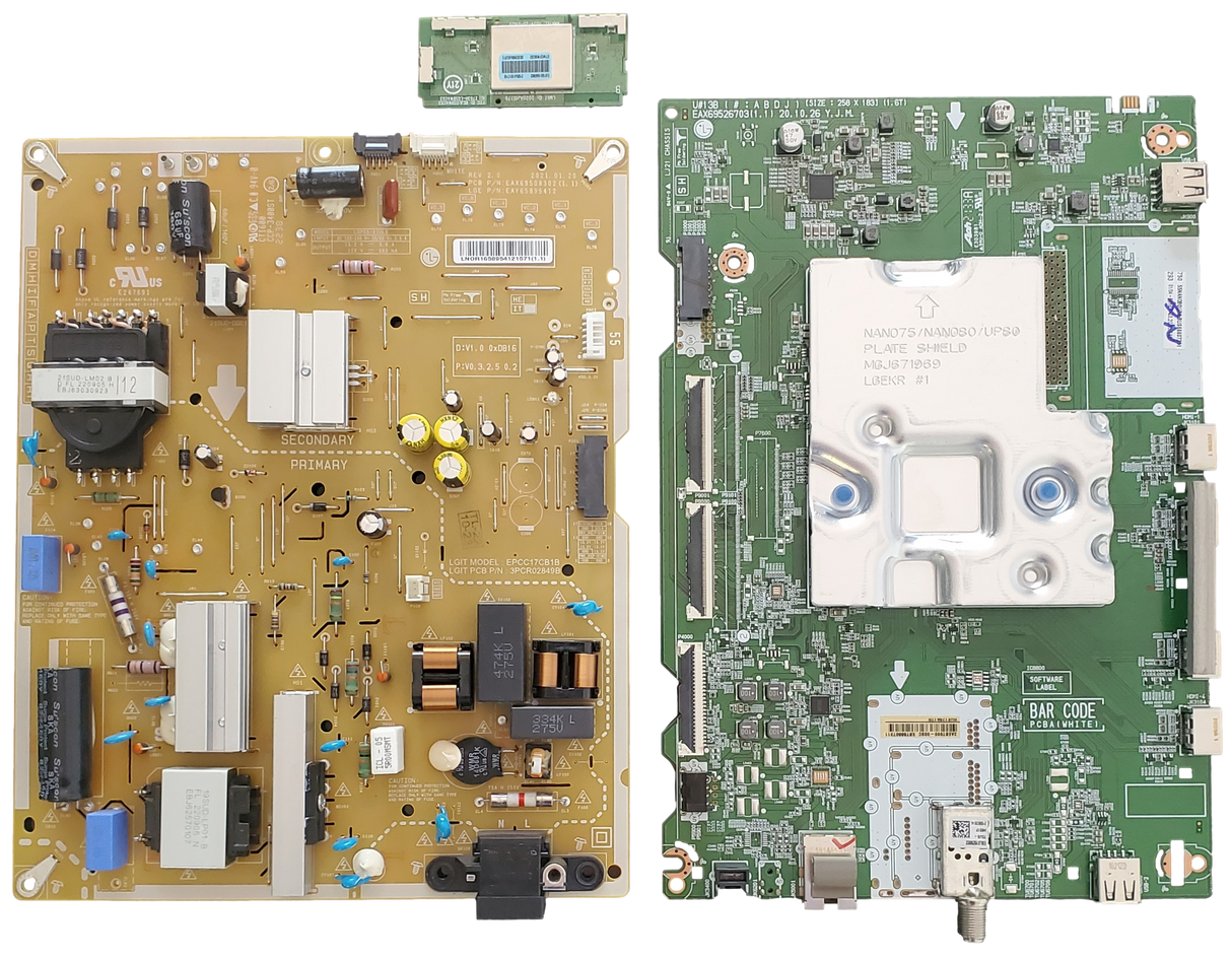 55NANO80UPA LG TV Repair Parts Kit, EBT66607311 Main Board, EAY65895412 Power Supply, EAT65166902 Wifi, 55NANO80UPA