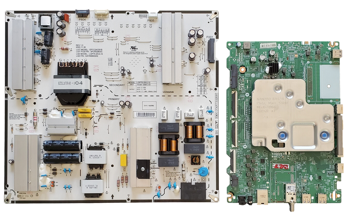 75NANO85APA LG TV Repair Parts Kit, EBT66665901 Main Board, EAY65893202 Power Supply, EAT65166902 Wifi, 75NANO85APA.BUSFLKR, 75NANO85APA