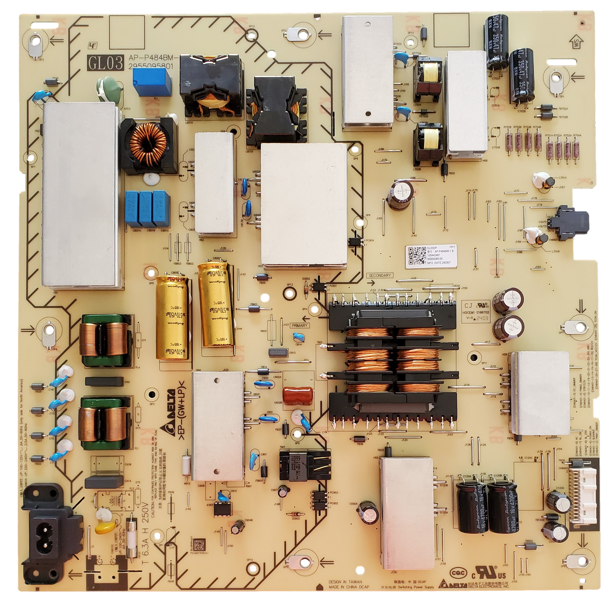 1-004-424-81 Sony Power Supply Board, 100442481, AP-P484BM-1, GL03DP, 2955095801, K-85S30