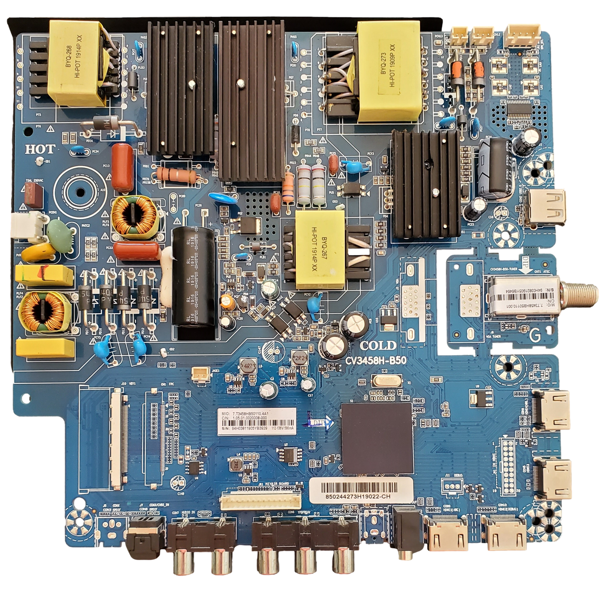 H19019-JP, Onn Main Board / Power Supply Board, H19022-CH, CV3458H-B50, ONA50UB19E05