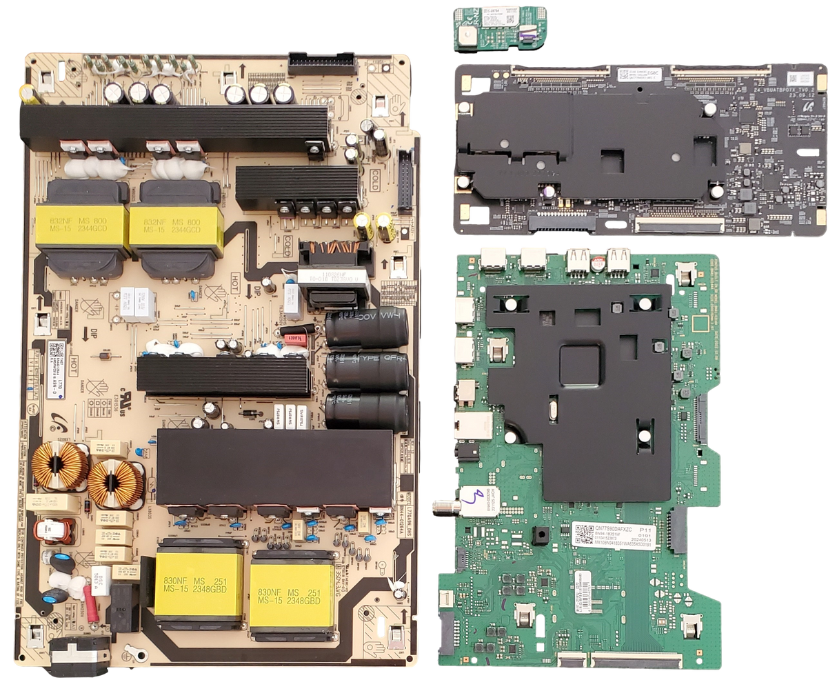 QN77S90DAFXZA Samsung TV Repair Parts Kit, BN94-18351W Main Board, BN44-01264A Power Supply, BN96-58110A T-Con, BN59-01435A Wifi, QN77S90DAFXZA FA02, QN77S90DAFXZA