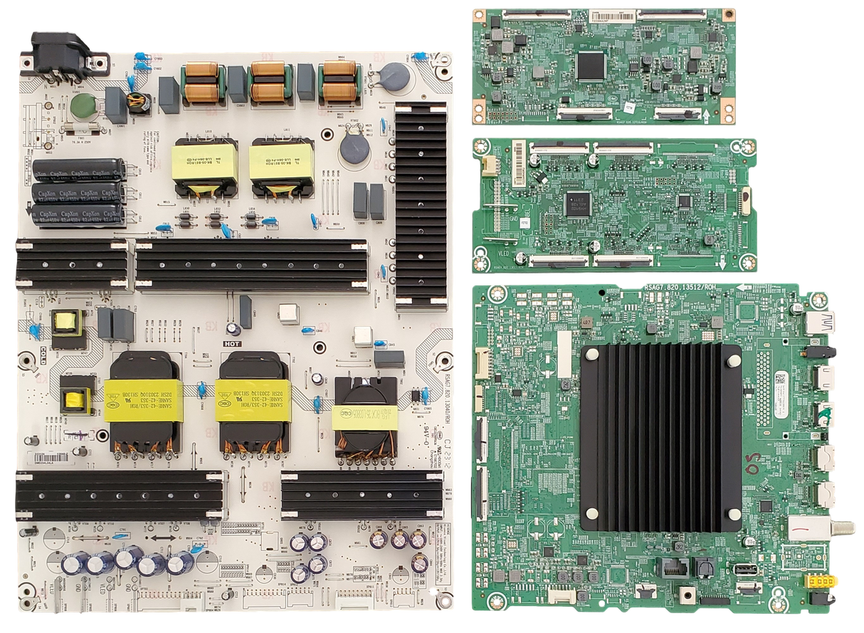 75U7K Hisense TV Repair Parts Kit, 344351 Main Board, 333124 Power Supply, 334586 T-Con, 335774 LED Driver, 75U7K