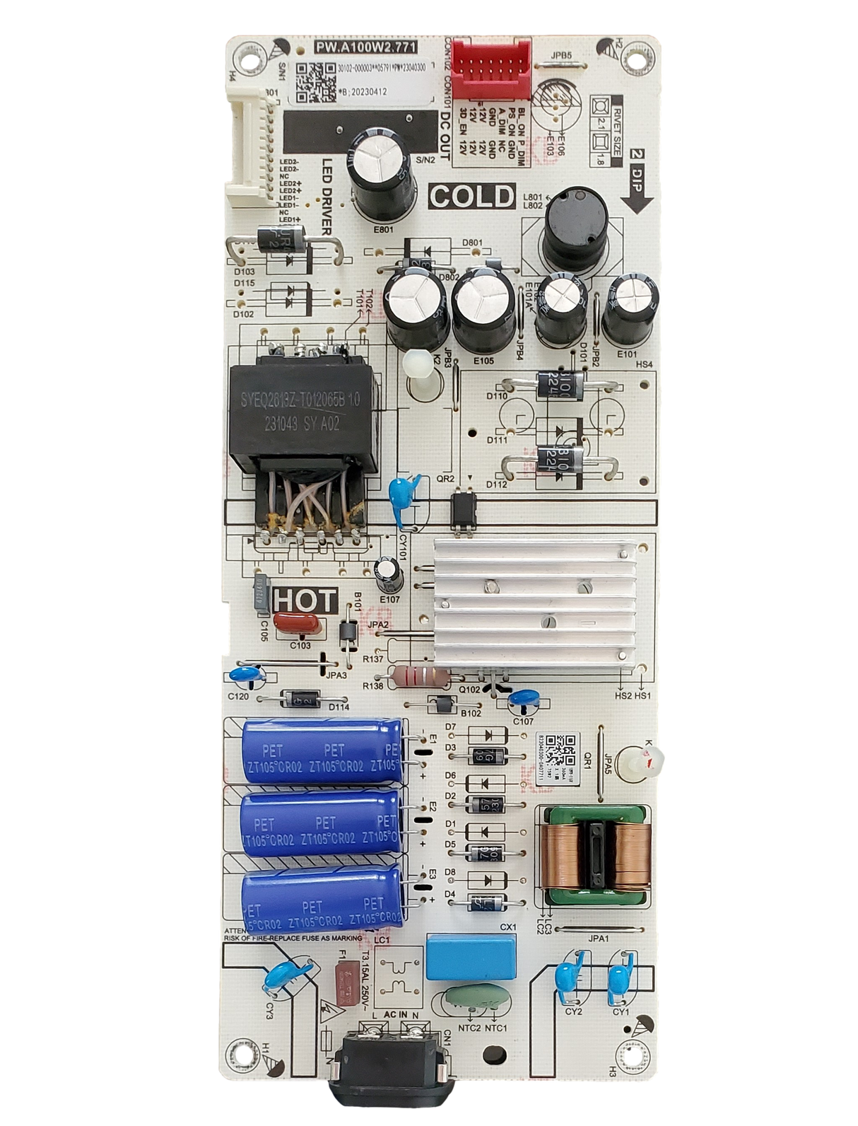 30102-000003, TCL Power Supply Board, PW.A100W2.771, 43S450G