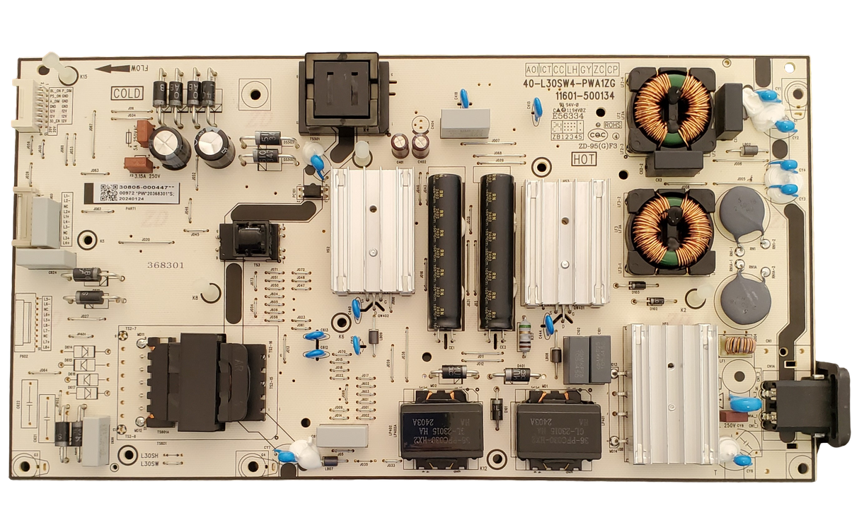 30805-000447 TCL Power Supply Board, 40-L30SW4-PWA1ZG, 11601-500134, 65Q651G