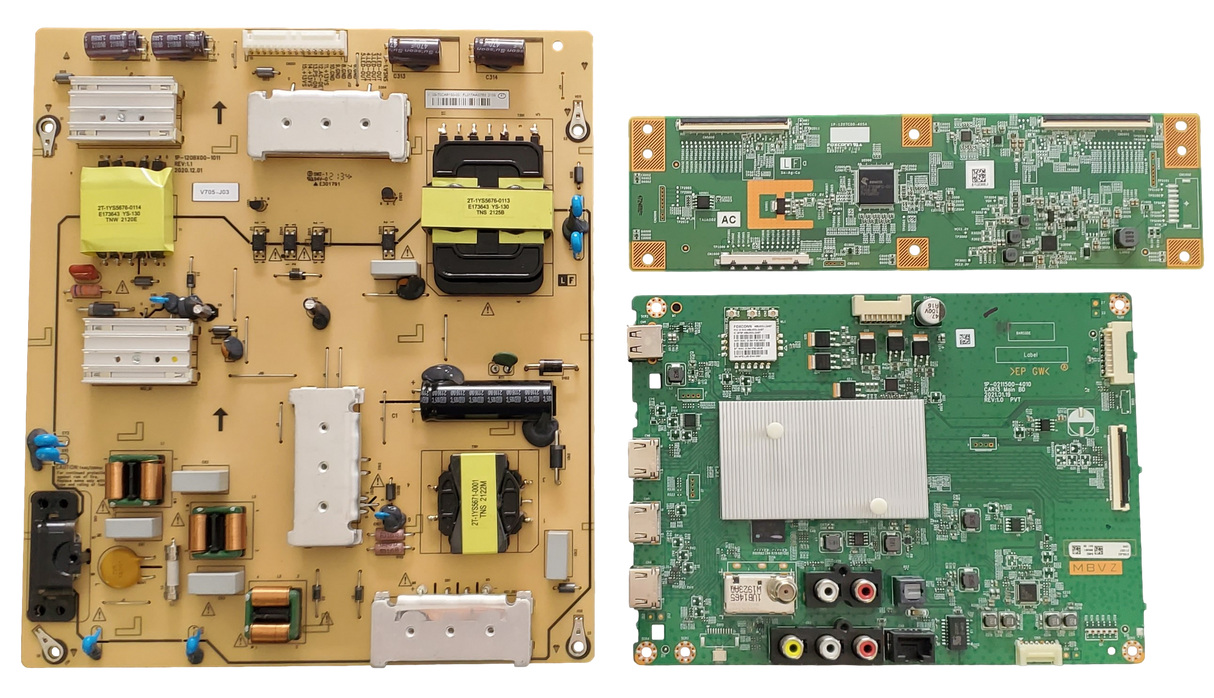 V705-J03 Vizio TV Repair Parts Kit, Y8389648S Main Board, 09-70CAR130-00 Power Supply, 1P-1207C00-40SA T-Con, V705-J03