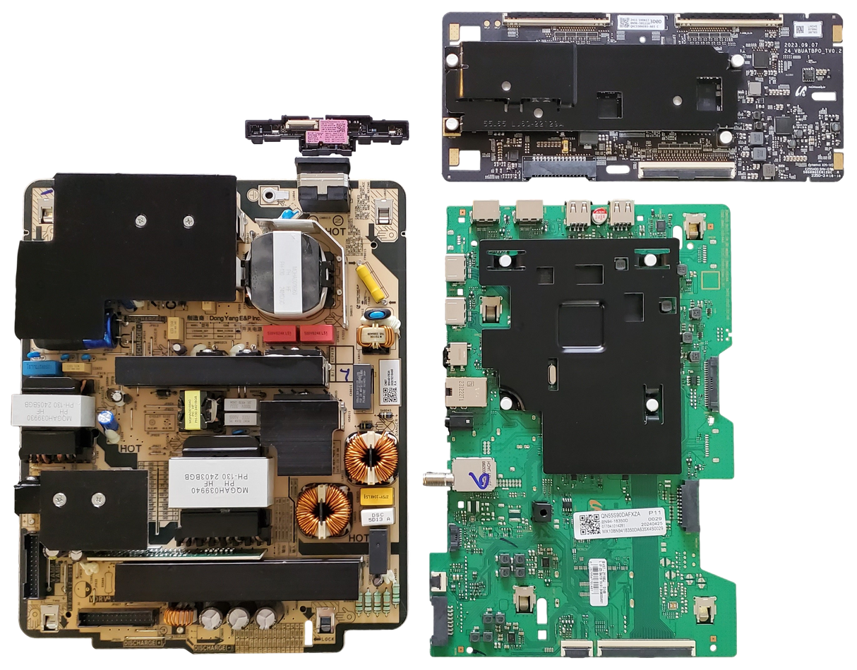 QN55S90DDFXZA Samsung TV Repair Parts Kit, BN94-18350D Main Board, BN44-01263A Power Supply, BN96-58111A T-Con, BN59-01447A Wifi, QN55S90DDFXZA