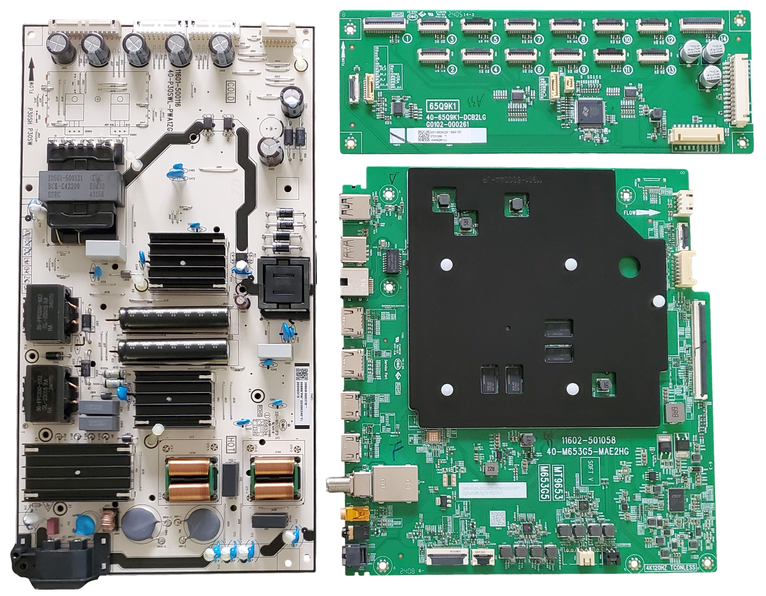 65QM751G TCL TV Repair Parts Kit, G0301-000299 Main Board, 30805