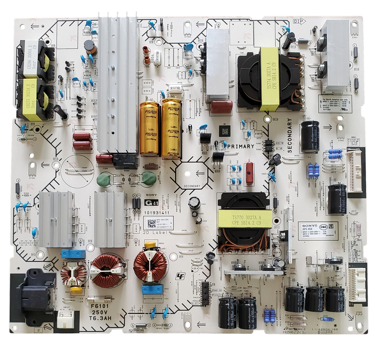 1-019-178-11 Sony Power Supply, 101917811, APS-454, APS-454(CH), 101931411, K55XR70, K-55XR70, K-65XR70