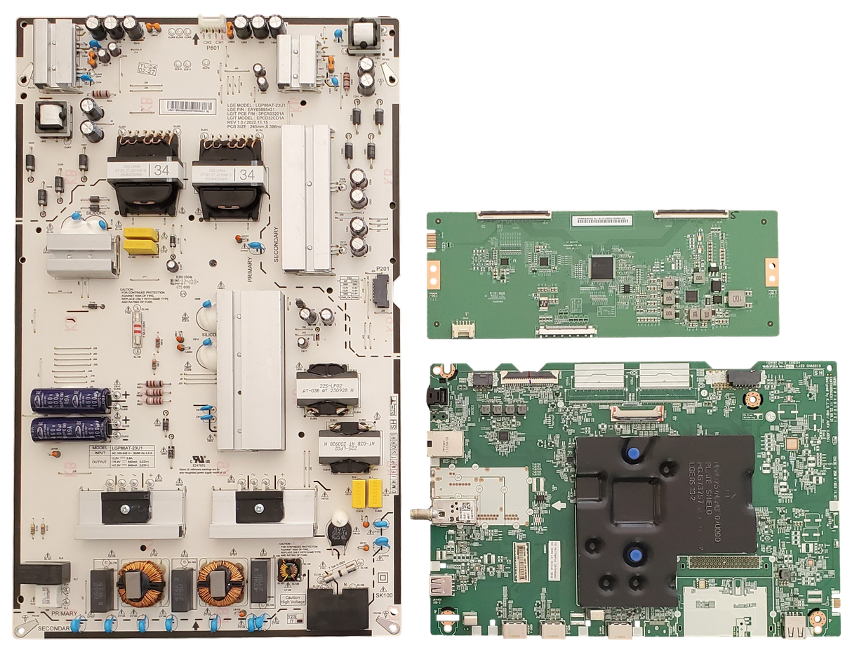 86UT7550AUA LG TV Repair Parts Kit, EBT67926602 Main Board, EAY65895431 Power Supply, HF860QUBF2D T-Con, 86UT7550AUA.BUSFLKR, 86UT7550AUA