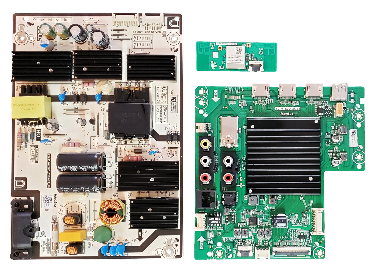 V655-H19 Vizio TV Repair Parts Kit, 6M03A0002R00J Main Board, 6M04B0002G000 Power Supply, 6M01B0000S000 Wifi, V655-H19, V655-H9