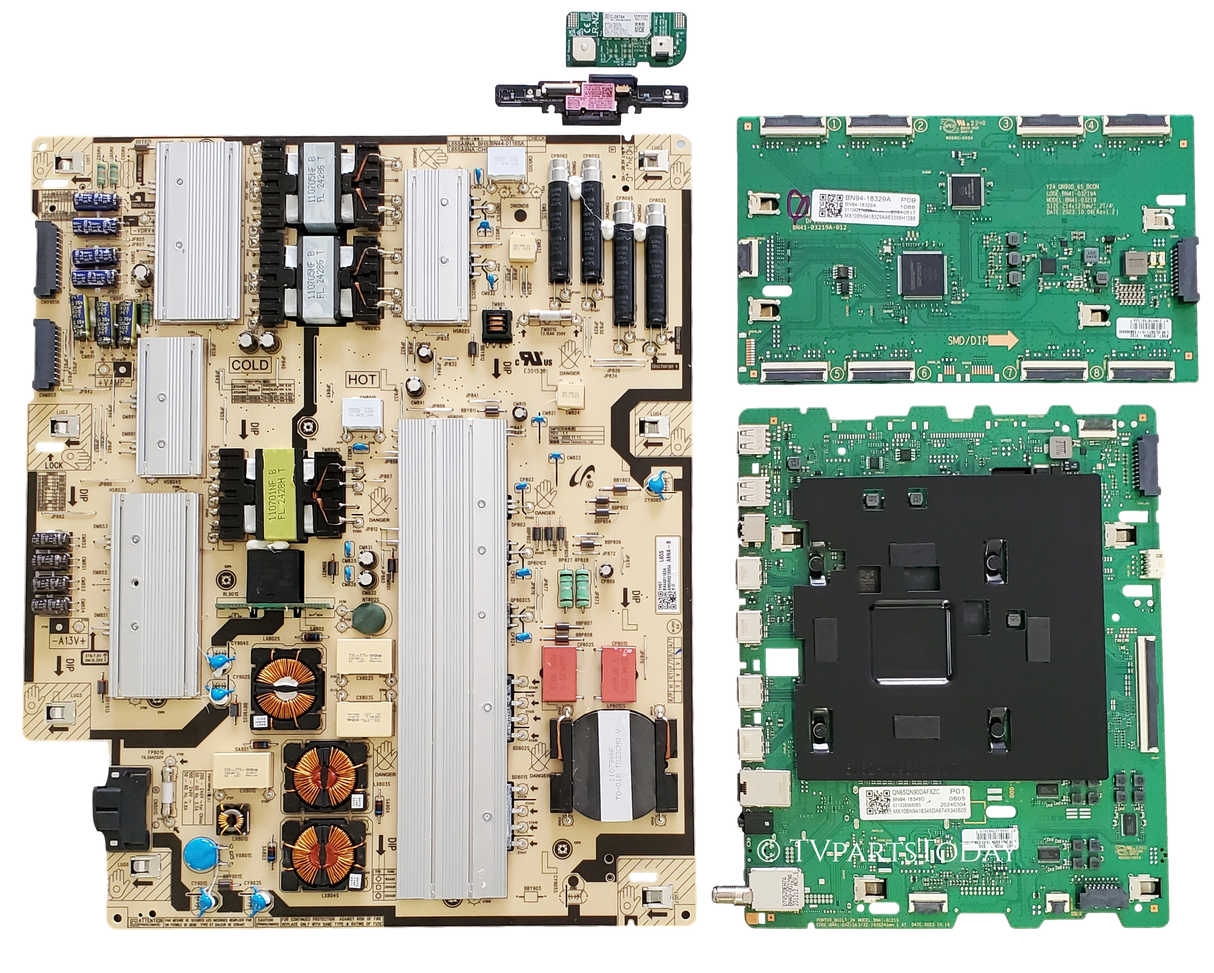 QN65QN90DAFXZA Samsung TV Repair Parts Kit, BN94-18346D Main Board, BN44-01165A Power Supply, BN94-18329A LED Driver, BN59-01470A Wifi, BN59-01435A Hub, QN65QN90DAFXZA