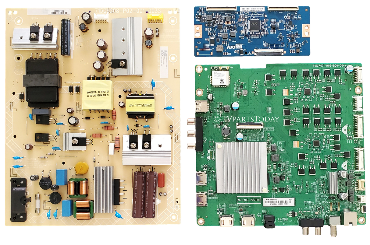 M65Q7-H1 Vizio TV Repair Parts Kit, 756TXKCB02K014 Main Board, ADTVJ1824AC7 Power Supply, 55.65T55.C19 T-Con, M65Q7H1, M65Q7-H1