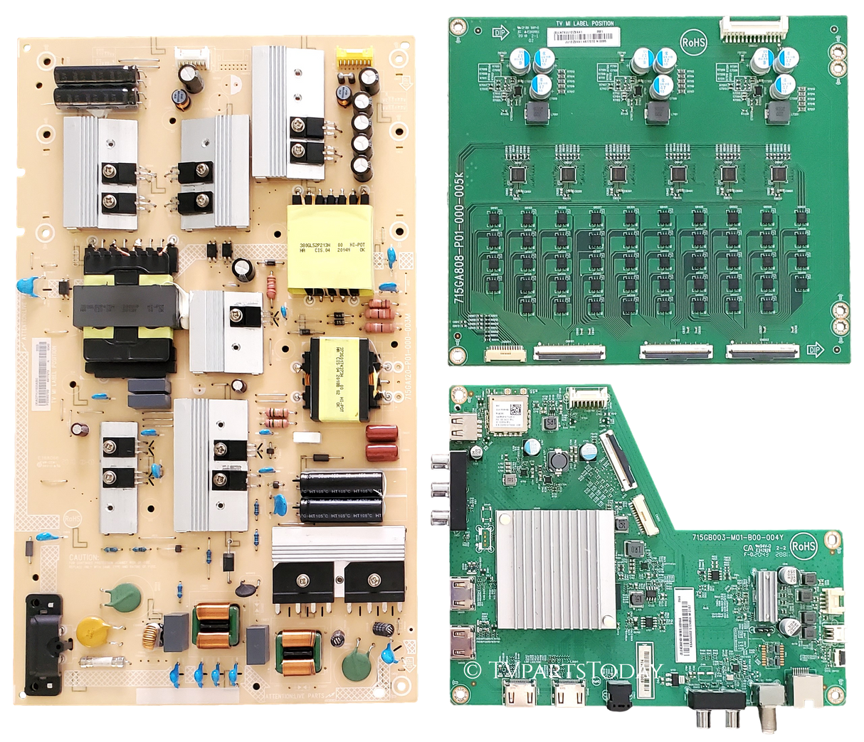 M55Q8-H1 Vizio TV Repair Parts Kit, 756TXKCB02K015 Main Board, ADTVJ1825ABC Power Supply, LNTVJU12ZXAA1 LED Driver, M55Q8-H1