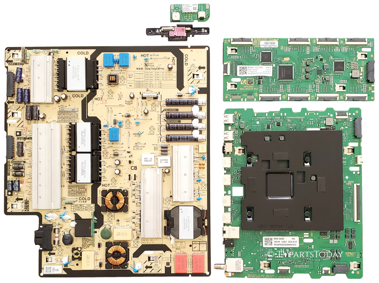 QN55QN90DAFXZA Samsung TV Repair Parts Kit, BN94-18346C Main Board, BN44-01166A Power Supply, BN94-18328B LED Driver, BN59-01470A Wifi, BN59-01435A HUB, QN55QN90DAFXZA