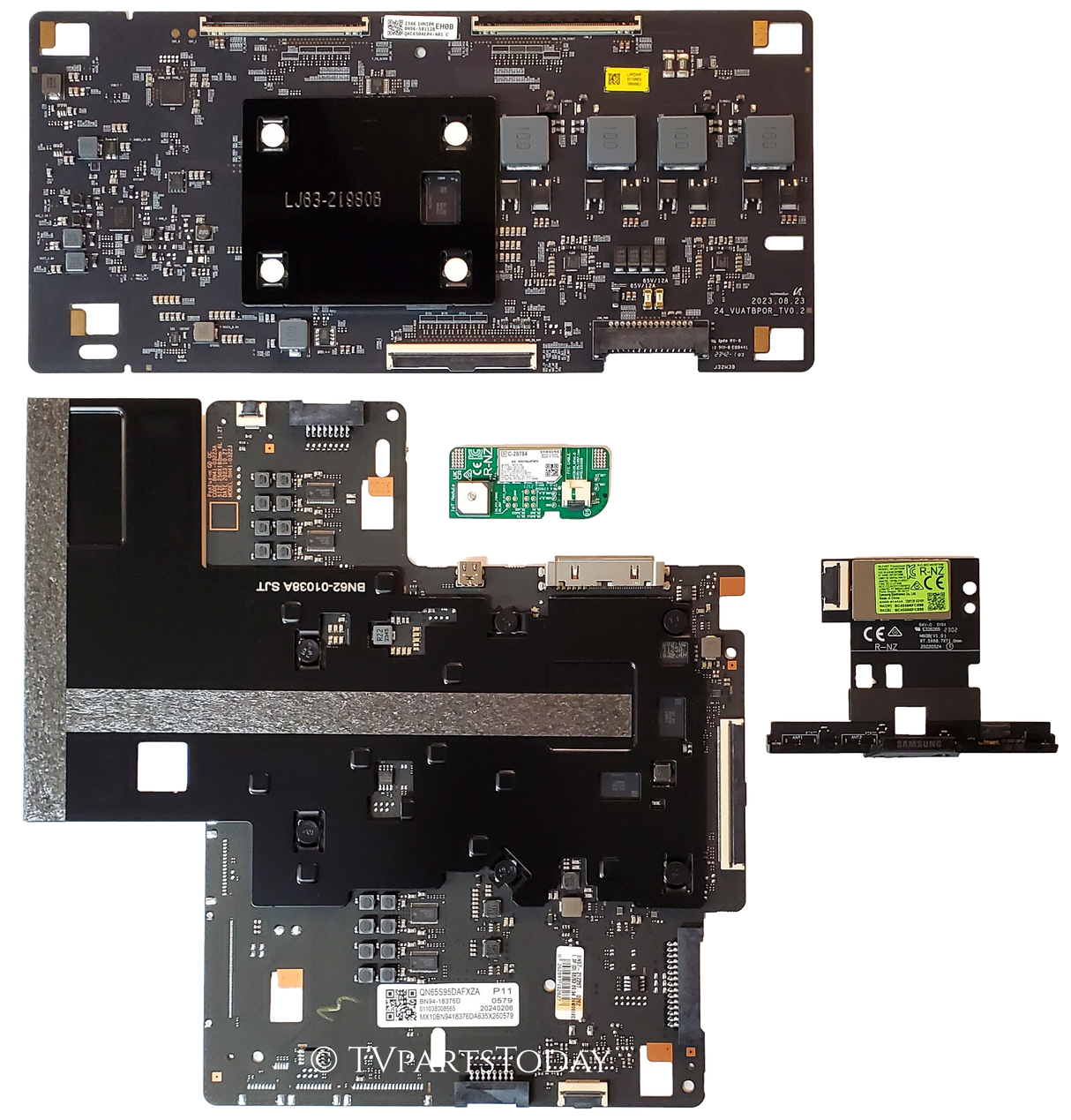 QN65S95DDFXZA Samsung TV Repair Parts Kit, BN94-18376D Main Board, BN96-58112B T-Con, BN59-01443A Wifi, BN59-01435A HUB, QN65S95DDFXZA