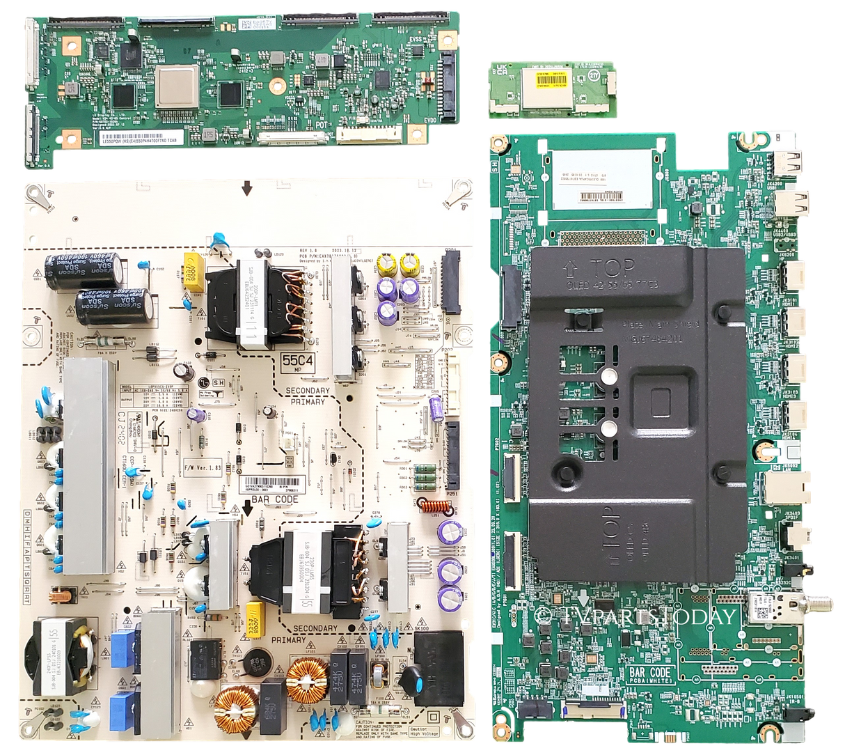 OLED55C4PUA LG TV Repair Parts Kit, EBT67795502 Main Board, EBR37906511 / EAY65904035 Power Supply, 6871L-7568A T-Con, EAT65167005 Wifi, OLED55C4PUA