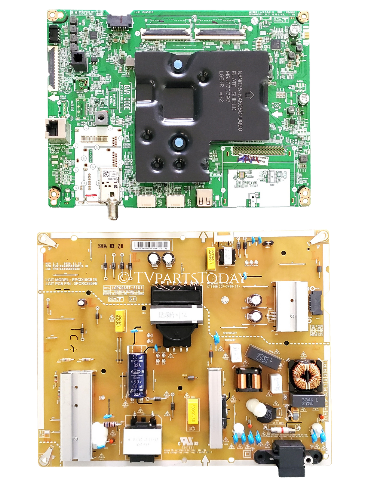 65UQ8000AUB LG TV Repair Parts Kit, EBT67228508 Main Board, EAY65895632 Power Supply, 65UQ8000AUB