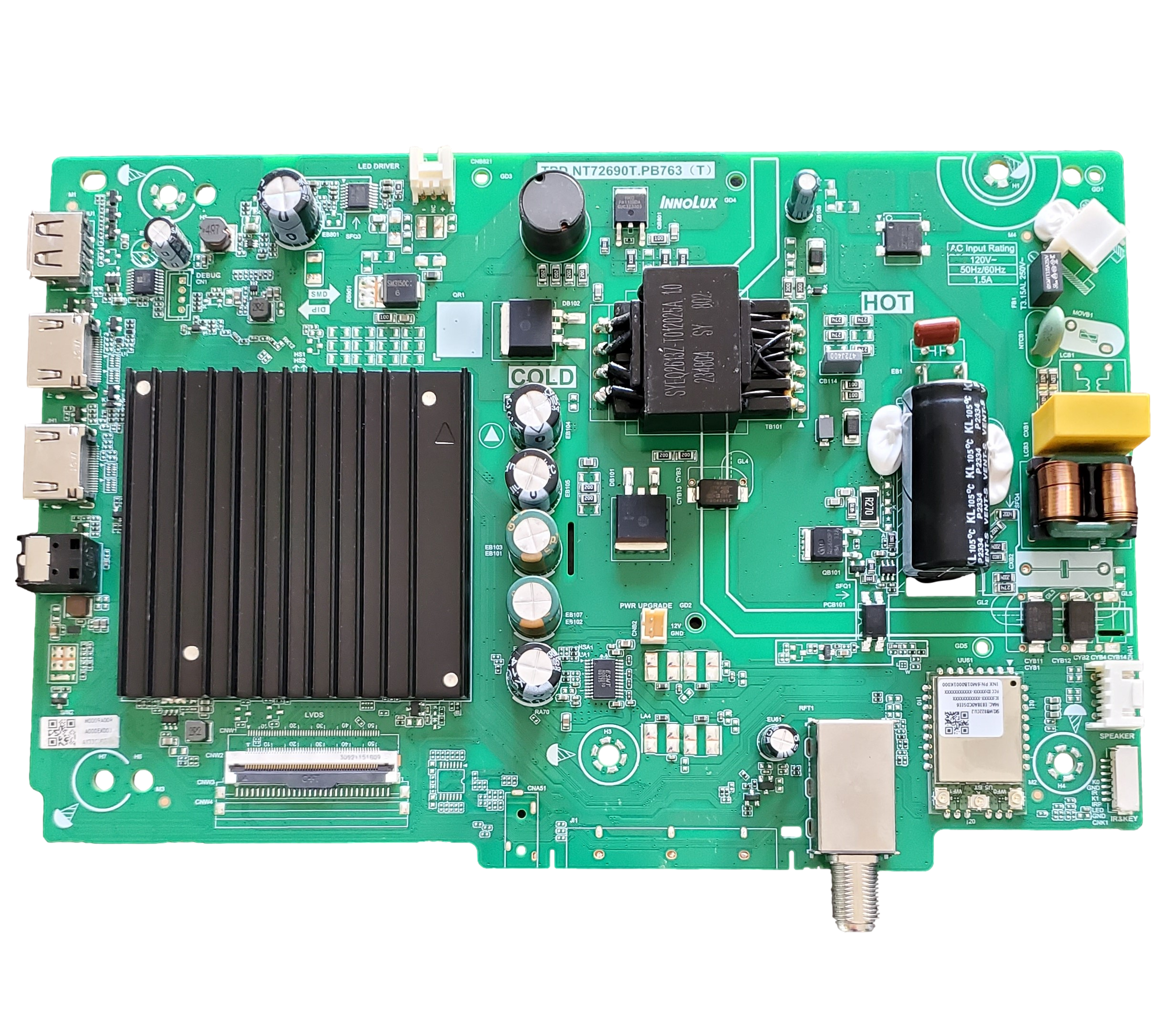 6M03A000EK00J Vizio Main Board/Power Supply, TPD.NT72690T.PB763(T