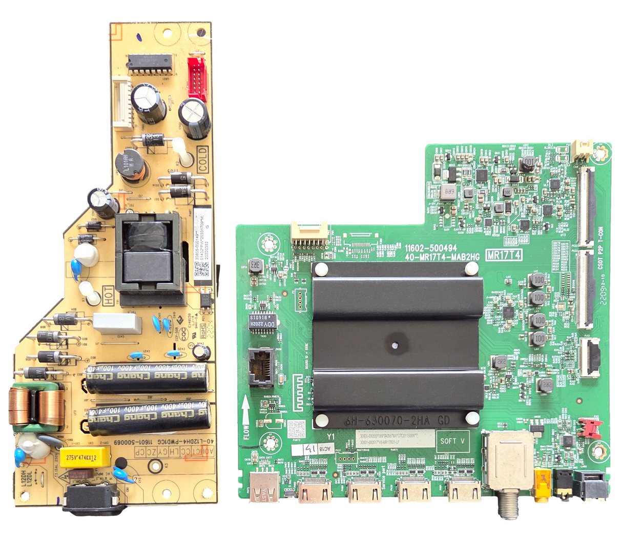 55S451 TCL TV Repair Parts Kit, 30800-000559 Main Board, 30805-000149 Power Supply, 55S451, 55S455
