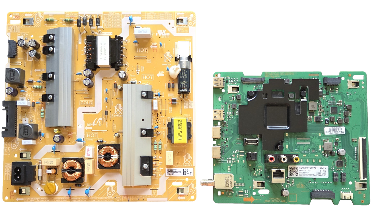 QN58Q60TAFXZA Samsung TV Repair Parts Kit, BN94-15319F / BN94-15731F Main Board, BN44-01058A Power Supply, QN58Q60TAFXZA DB01, QN58Q60TAFXZA