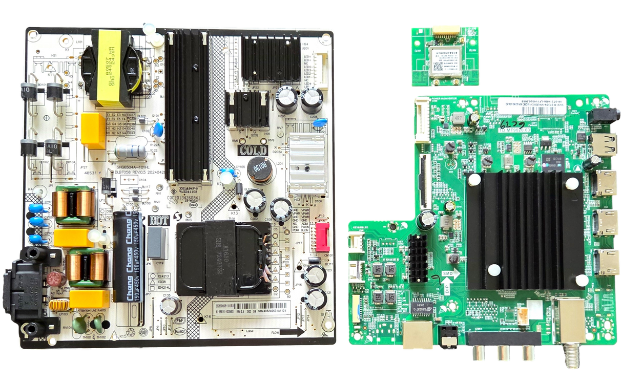 NS-75F501NA25 Insignia TV Repair Parts Kit, SVS1MST309-MA200CK Main Board, 81-PBE151-H225001 Power Supply, 07-WB7663-BUN00GD Wifi, NS-75F501NA25